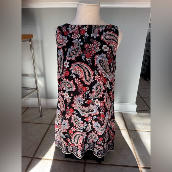 J. Jill Tops - Floral Paisley Black Tunic